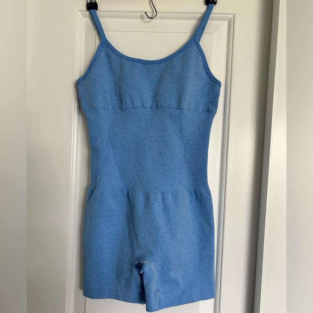 Form Fitting Work Out Romper - Size S - Light Blue